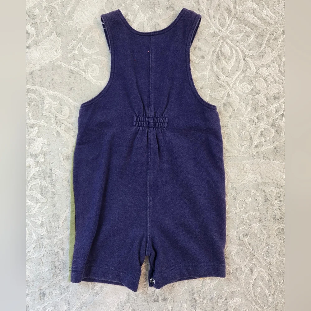 Vintage Y2k Gymboree Frog Patch Cotton Overalls Navy and Olive Green